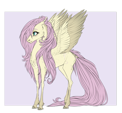 Size: 1280x1192 | Tagged: safe, artist:dementra369, fluttershy, pegasus, pony, alternate universe, female, mare, messy mane, missing cutie mark, scar, solo, spread wings, wings