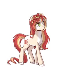 Size: 1000x1100 | Tagged: safe, artist:sapraitlond, oc, oc only, earth pony, pony, braid, female, freckles, mare, pale belly, simple background, solo, white background