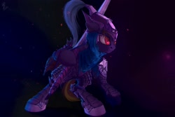 Size: 1920x1280 | Tagged: source needed, safe, artist:apostolllll, oc, oc only, bat pony, pony, semi-anthro, armor, bat pony oc, full plate armor, helmet, solo, sword, weapon