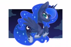 Size: 1905x1270 | Tagged: safe, artist:dawnfire, princess luna, alicorn, pony, female, mare, smiling, solo