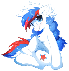 Size: 1263x1300 | Tagged: safe, artist:hioshiru, oc, oc only, oc:marussia, earth pony, pony, 2019 community collab, chest fluff, derpibooru community collaboration, ear fluff, female, fluffy, leg fluff, mare, nation ponies, russia, simple background, sitting, smiling, solo, transparent background