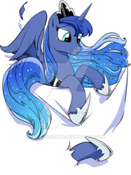 Size: 400x534 | Tagged: safe, artist:yukandasama, princess luna, alicorn, pony, female, hoof shoes, mare, obtrusive watermark, pocket pony, solo, tiny, tiny ponies, watermark