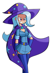 Size: 913x1255 | Tagged: safe, artist:kurus22, trixie, human, cape, clothes, female, hat, human coloration, humanized, simple background, smiling, solo, transparent background, trixie's cape, trixie's hat