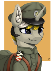 Size: 624x840 | Tagged: safe, artist:printik, oc, pony, unicorn, equestria at war mod, clothes, ear fluff, hat, military uniform, uniform