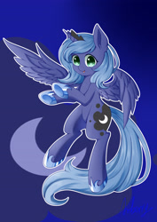 Size: 2894x4093 | Tagged: safe, artist:琥珀莓砸-amberry, princess luna, alicorn, pony, crown, female, flying, gradient background, jewelry, mare, regalia, solo