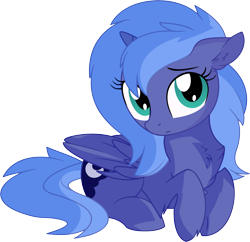 Size: 7061x6849 | Tagged: safe, artist:aureai-sketches, artist:cyanlightning, princess luna, alicorn, pony, .svg available, absurd resolution, chest fluff, cute, daaaaaaaaaaaw, ear fluff, female, filly, folded wings, hnnng, looking at you, lunabetes, precious, prone, s1 luna, simple background, solo, transparent background, vector, weapons-grade cute, wings, woona, younger