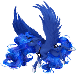 Size: 2486x2412 | Tagged: safe, artist:adakola, princess luna, alicorn, pony, female, fluffy, large wings, lineless, mare, simple background, solo, spread wings, transparent background, wings