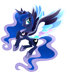 Size: 2088x2455 | Tagged: safe, artist:sugaryicecreammlp, princess luna, alicorn, pony, rainbow roadtrip, colored wings, female, flying, hoof shoes, mare, movie accurate, multicolored wings, rainbow wings, simple background, solo, spread wings, transparent background, wing bling, wings