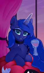 Size: 1299x2126 | Tagged: safe, artist:php97, princess luna, alicorn, pony, alcohol, cute, cutie mark, female, glass, looking at you, lunabetes, mare, solo, sweet dreams fuel, wine, wine glass