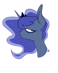 Size: 2000x2500 | Tagged: safe, artist:katyusha, princess luna, alicorn, pony, bust, female, mare, tired