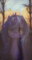 Size: 1029x1920 | Tagged: safe, artist:plotcore, princess luna, alicorn, pony, blurry background, bust, crepuscular rays, cute, female, looking at you, lunabetes, mane, mare, solo