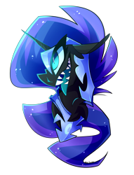 Size: 2899x3800 | Tagged: safe, artist:nekosnicker, nightmare moon, pony, female, helmet, mare, sharp teeth, simple background, smiling, solo, teeth, transparent background