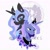 Size: 2022x2022 | Tagged: safe, artist:tiffna0310, nightmare moon, princess luna, alicorn, pony, bust, duality, mare in the moon, moon, obtrusive watermark, portrait, simple background, solo, watermark, white background