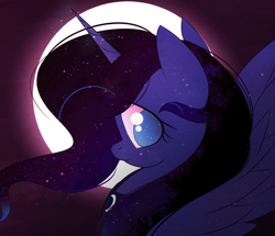 Size: 1952x1681 | Tagged: safe, artist:autumnvoyage, princess luna, alicorn, pony, ethereal mane, female, full moon, galaxy mane, mare, moon, solo