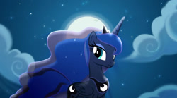 Size: 1270x704 | Tagged: dead source, safe, artist:duo cartoonist, princess luna, alicorn, pony, children of the night, night