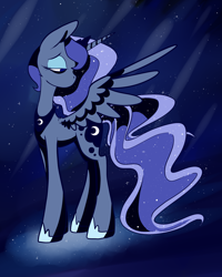 Size: 2000x2500 | Tagged: safe, artist:katyusha, princess luna, alicorn, pony, dark shading, ethereal mane, female, hoof shoes, mare, starry mane