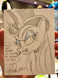 Size: 1536x2048 | Tagged: safe, artist:andypriceart, princess luna, alicorn, pony, babscon, babscon 2019, convention, facial hair, female, hat, mare, moustache, pencil drawing, top hat, traditional art