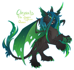 Size: 1280x1220 | Tagged: safe, artist:hioshiru, queen chrysalis, cat, changeling, changeling queen, sphinx, alternate design, chest fluff, colored claws, colored wings, curved horn, fangs, female, fluffy, horn, leg fluff, leonine tail, multicolored hair, paw pads, paws, rearing, simple background, solo, species swap, sphinxified, tail fluff, underpaw, white background, wing claws