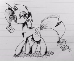 Size: 3470x2857 | Tagged: safe, artist:punbun4fun, rarity, pony, unicorn, female, lidded eyes, mare, monochrome, solo, traditional art