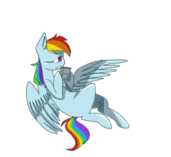 Size: 817x753 | Tagged: safe, artist:punbun4fun, rainbow dash, pegasus, pony, female, gaming, hoof hold, mare, missing cutie mark, one eye closed, simple background, solo, transparent background, wink