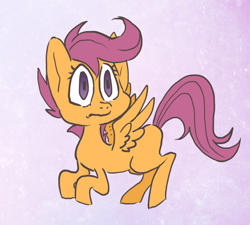 Size: 742x667 | Tagged: safe, artist:bikkisu, derpibooru import, scootaloo, pegasus, pony, female, filly, simple background, solo