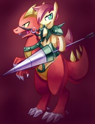 Size: 772x1000 | Tagged: safe, artist:negativefox, oc, oc only, dragon, lance, weapon