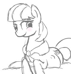 Size: 688x715 | Tagged: safe, artist:patch, coco pommel, belly, blushing, cute, kicking, monochrome, pregnant, sketch, solo