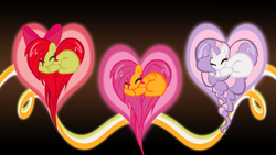 Size: 1920x1080 | Tagged: safe, artist:sirpayne, derpibooru import, apple bloom, scootaloo, sweetie belle, cutie mark crusaders, heart, heart pony, vector