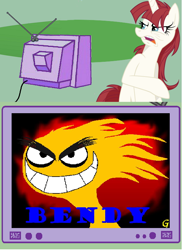 Size: 564x773 | Tagged: safe, oc, oc only, oc:fausticorn, pony, bendy (foster's home for imaginary friends), exploitable meme, foster's home for imaginary friends, lauren faust, meme, tv meme