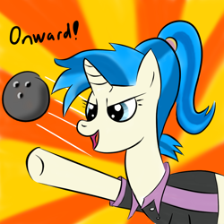 Size: 800x800 | Tagged: safe, artist:chir-miru, derpibooru import, allie way, bowling ball, onward