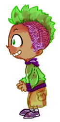 Size: 195x394 | Tagged: safe, artist:skeembleshanks, derpibooru import, spike, clothes, green hair, humanized, male, solo