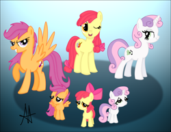 Size: 4000x3086 | Tagged: safe, artist:ardas91, derpibooru import, apple bloom, scootaloo, sweetie belle, alternate cutie mark, cutie mark crusaders, older