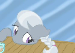 Size: 2000x1417 | Tagged: safe, artist:midwestbrony, silver spoon, earth pony, pony, female, filly, glasses, gray coat, sad