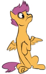 Size: 381x609 | Tagged: safe, artist:tempusfidgets, scootaloo, pegasus, pony, scared, solo, underhoof