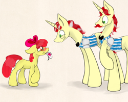 Size: 1800x1440 | Tagged: safe, artist:xenalollie, apple bloom, flam, flim, blushing, crack shipping, flim flam brothers, flimbloom