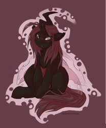 Size: 1280x1540 | Tagged: safe, derpibooru import, oc, oc only, oc:invictia sadie, changeling, blushing, red changeling