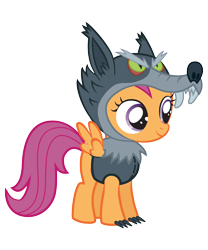 Size: 2500x3000 | Tagged: safe, artist:vectorshy, scootaloo, pegasus, pony, werewolf, costume, female, filly, high res, nightmare night, solo