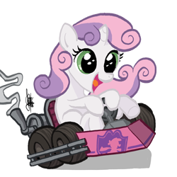 Size: 600x600 | Tagged: safe, artist:theartrix, sweetie belle, cute, diasweetes, driving, go kart, go-kart, happy, kart, mario kart, open mouth, ponykart, racer, racing, simple background, smiling, solo, transparent background, underhoof