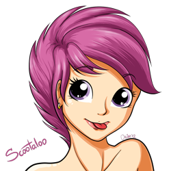 Size: 1000x1000 | Tagged: safe, artist:lisaorise, derpibooru import, scootaloo, :p, cute, humanized, solo