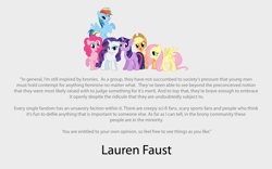 Size: 1024x640 | Tagged: safe, derpibooru import, pony, lauren faust, simple background, text