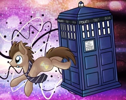 Size: 1280x1024 | Tagged: safe, artist:littlepinkalpaca, doctor whooves, doctor who, necktie, solo, sonic screwdriver, tardis