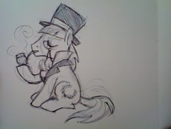 Size: 640x480 | Tagged: safe, derpibooru import, caesar, hat, monocle and top hat, sketch