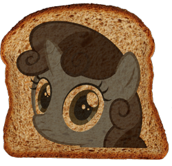 Size: 855x824 | Tagged: safe, derpibooru import, sweetie belle, bread, solo, toast