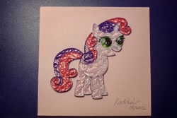 Size: 1024x683 | Tagged: safe, artist:radekal, derpibooru import, sweetie belle, quilling, traditional art