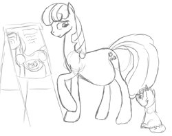 Size: 1132x895 | Tagged: safe, artist:patch, cheerilee, oc, belly, chart, foal, monochrome, pregnant, sketch, teaching