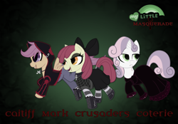 Size: 1280x890 | Tagged: safe, artist:rhanite, apple bloom, scootaloo, sweetie belle, vampire, crossover, cutie mark crusaders, vampire the masquerade, world of darkness