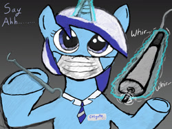 Size: 1280x960 | Tagged: safe, derpibooru import, minuette, dentist, drill, romana