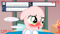 Size: 1280x720 | Tagged: safe, derpibooru import, sweetie belle, ask the crusaders, blushing, earth pony sweetie belle, floppy ears, sweetie bald, tumblr