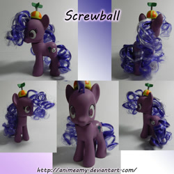 Size: 894x894 | Tagged: safe, artist:animeamy, screwball, pony, brushable, custom, hat, irl, photo, propeller hat, swirly eyes, toy