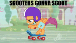 Size: 512x288 | Tagged: safe, edit, edited screencap, screencap, scootaloo, animated, caption, haters gonna hate, image macro, text